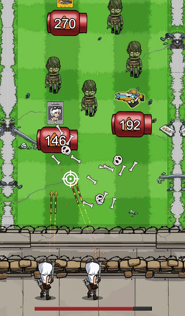 Eroi schierati davanti all’ondata in Zombie War